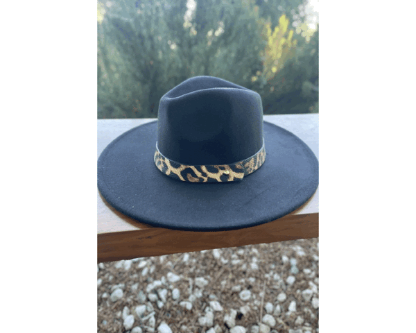 QN1072-LEOPARD BELT BUCKLE TRENDY PANAMA HAT