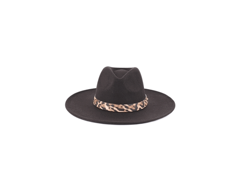 QN1072-LEOPARD BELT BUCKLE TRENDY PANAMA HAT