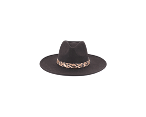 QN1072-LEOPARD BELT BUCKLE TRENDY PANAMA HAT