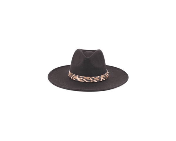 QN1072-LEOPARD BELT BUCKLE TRENDY PANAMA HAT