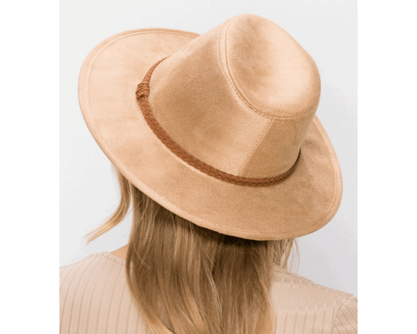 QN3183-FEDORA HAT  SUEDE BRAID