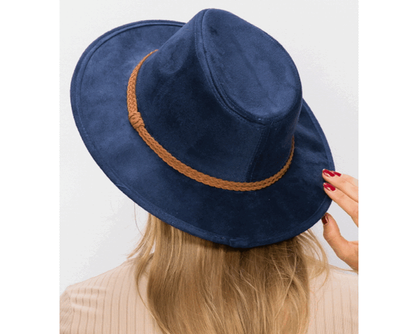 QN3183-FEDORA HAT  SUEDE BRAID