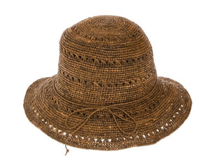 A664-EXTRA FINE RAFFIA STRAW CROCHET SUN HAT