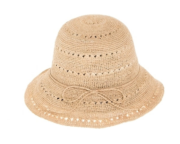 A664-EXTRA FINE RAFFIA STRAW CROCHET SUN HAT