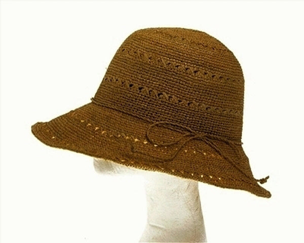 A664-EXTRA FINE RAFFIA STRAW CROCHET SUN HAT