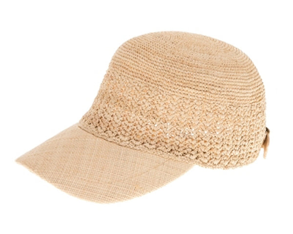 A663-RAFFIA CROCHET BASEBALL CAPS