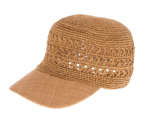 A663-RAFFIA CROCHET BASEBALL CAPS