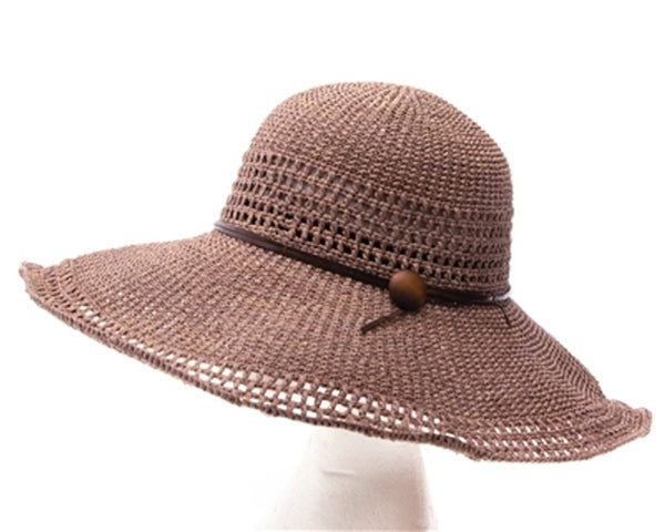 A322-FINE RAFFIA CROCHET SUN HAT W/ EYELETS