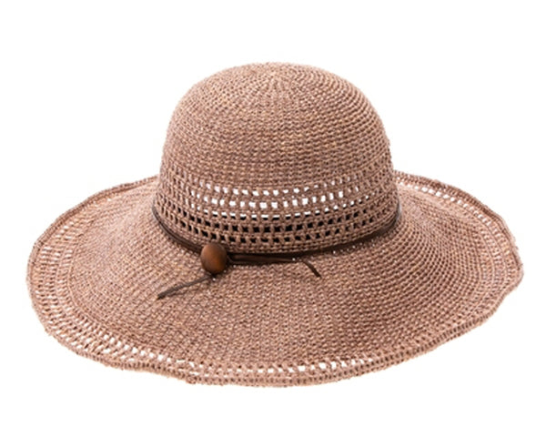 A322-FINE RAFFIA CROCHET SUN HAT W/ EYELETS