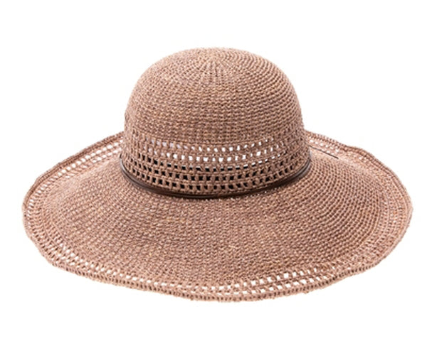 A322-FINE RAFFIA CROCHET SUN HAT W/ EYELETS