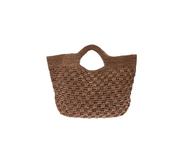 A883-FINE RAFFIA BASKETWEAVE BEACH TOTE