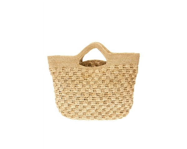 A883-FINE RAFFIA BASKETWEAVE BEACH TOTE