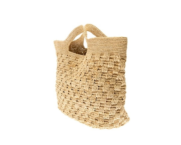 A883-FINE RAFFIA BASKETWEAVE BEACH TOTE
