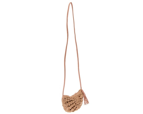 A887-SMALL HALF-MOON CROCHET STRAW PURSE