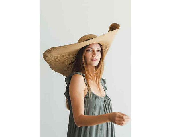 QN1882-OVERSIZED BEACH HAT W/ PIN UP BRIM