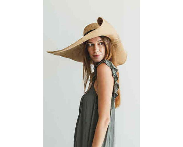 QN1882-OVERSIZED BEACH HAT W/ PIN UP BRIM