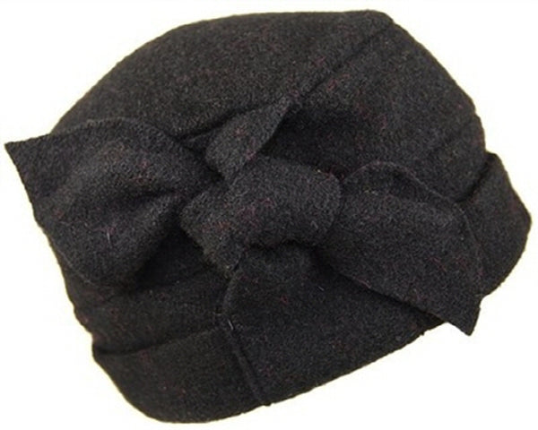 A209-LAMBSWOOL PILLBOX HAT WITH SIDE KNOT