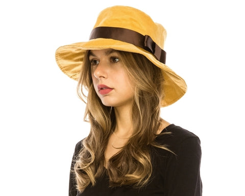 A013-VEGAN SUEDE CAMEL BUCKET HAT