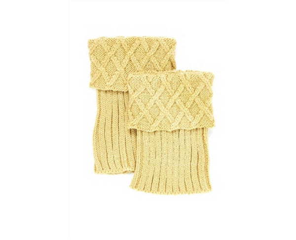 A067-KNIT BOOT CUFFS W/ CRISS CROSS TOP (1 PAIR)