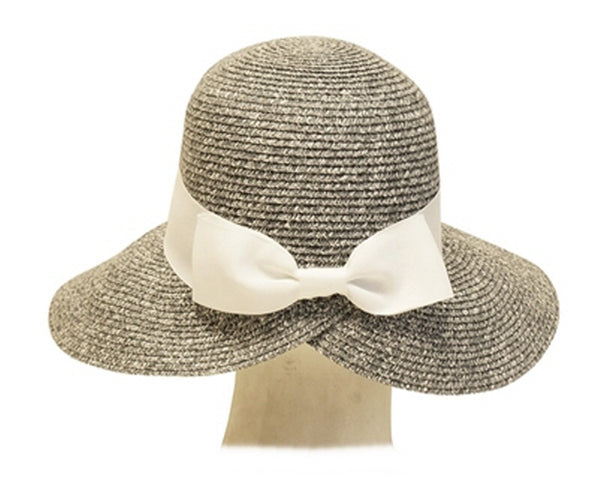 A261-BACKLESS STRAW SUN HAT WITH BOW