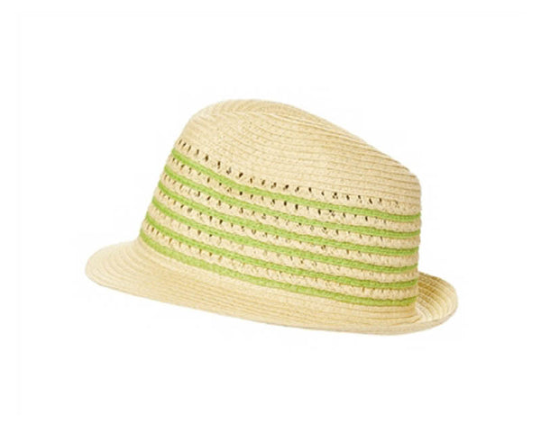 A601- FEDORA WITH STRIPED OPEN WEAVE CROWN