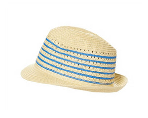 A601- FEDORA WITH STRIPED OPEN WEAVE CROWN