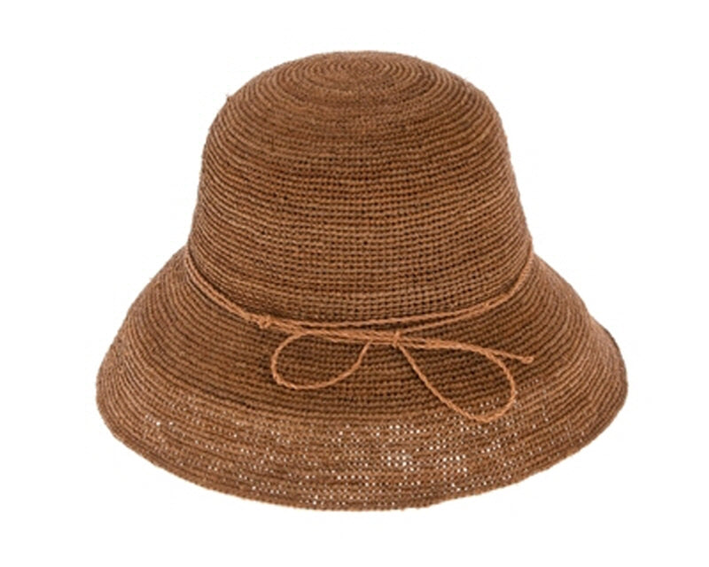 A492-FINE RAFFIA CROCHET BUCKET HAT