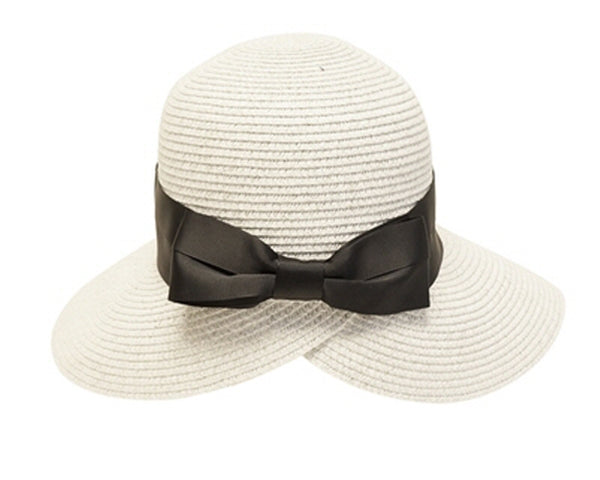 A261-BACKLESS STRAW SUN HAT WITH BOW