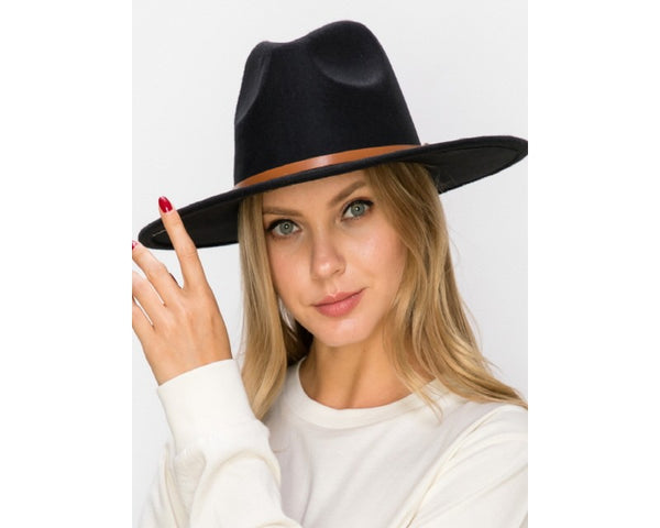 QN3173C-WIDE BRIM DANDY FERDORA HAT WITH BELT