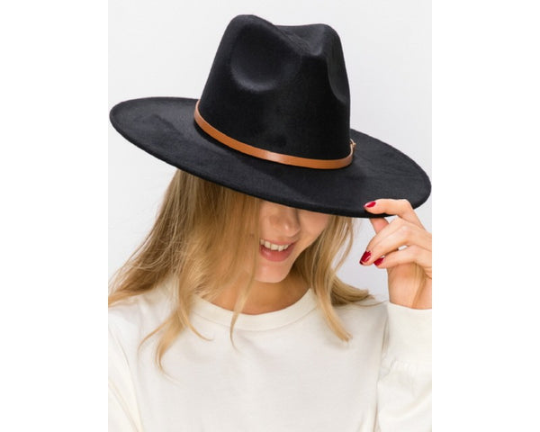 QN3173C-WIDE BRIM DANDY FERDORA HAT WITH BELT