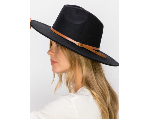 QN3173C-WIDE BRIM DANDY FERDORA HAT WITH BELT