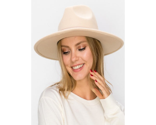 QN3173A-FLAT BRIM FEDORA FASHION HAT WITH GROSGRAIN BAND