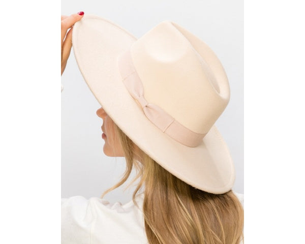 QN3173A-FLAT BRIM FEDORA FASHION HAT WITH GROSGRAIN BAND