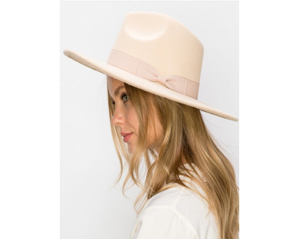 QN3173A-FLAT BRIM FEDORA FASHION HAT WITH GROSGRAIN BAND