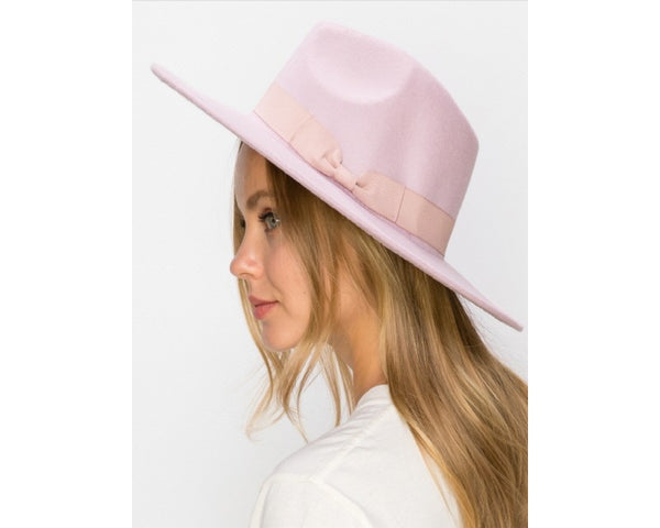 QN3173A-FLAT BRIM FEDORA FASHION HAT WITH GROSGRAIN BAND