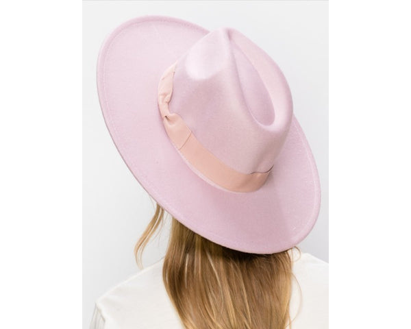 QN3173A-FLAT BRIM FEDORA FASHION HAT WITH GROSGRAIN BAND