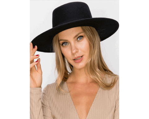 QN3179-VEGAN FELT BOATER HAT-Premium Quality