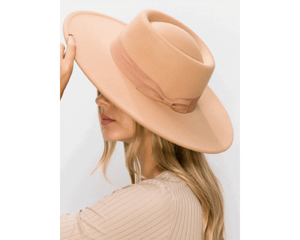 QN3179-VEGAN FELT BOATER HAT-Premium Quality