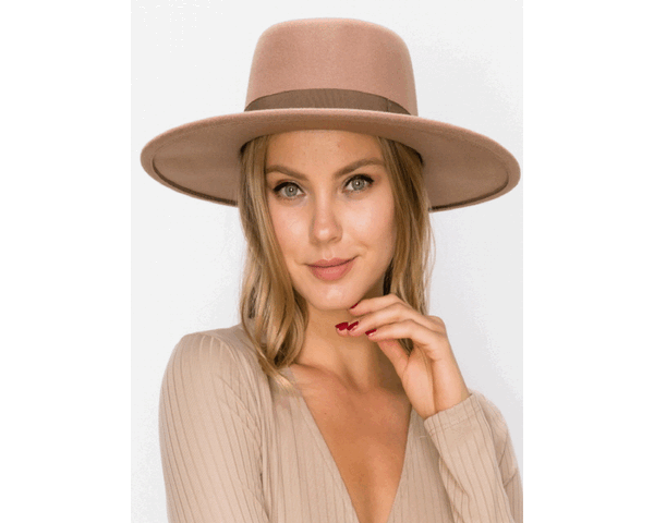 QN3179-VEGAN FELT BOATER HAT-Premium Quality