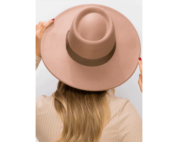 QN3179-VEGAN FELT BOATER HAT-Premium Quality