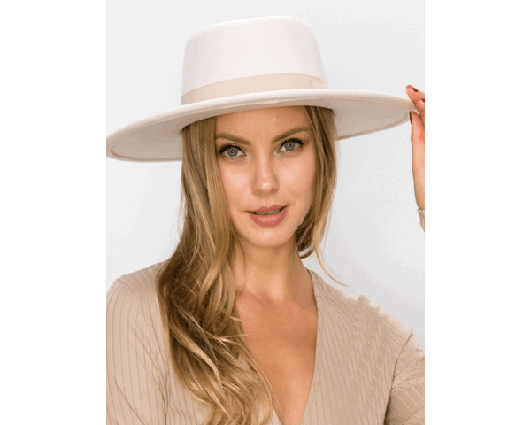 QN3179-VEGAN FELT BOATER HAT-Premium Quality