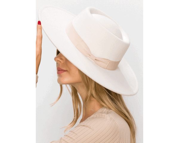 QN3179-VEGAN FELT BOATER HAT-Premium Quality