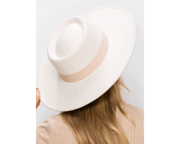 QN3179-VEGAN FELT BOATER HAT-Premium Quality