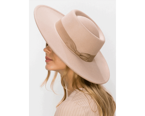 QN3179-VEGAN FELT BOATER HAT-Premium Quality