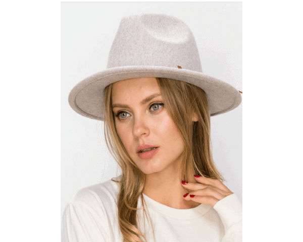 QN3182-VEGAN FELT FEDORA HAT IN MARLED COLORS