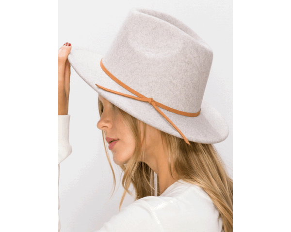 QN3182-VEGAN FELT FEDORA HAT IN MARLED COLORS