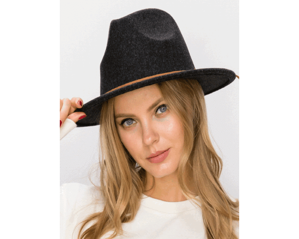 QN3182-VEGAN FELT FEDORA HAT IN MARLED COLORS