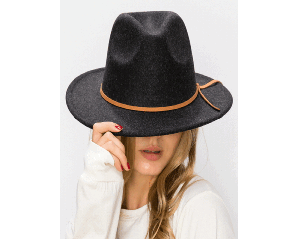 QN3182-VEGAN FELT FEDORA HAT IN MARLED COLORS