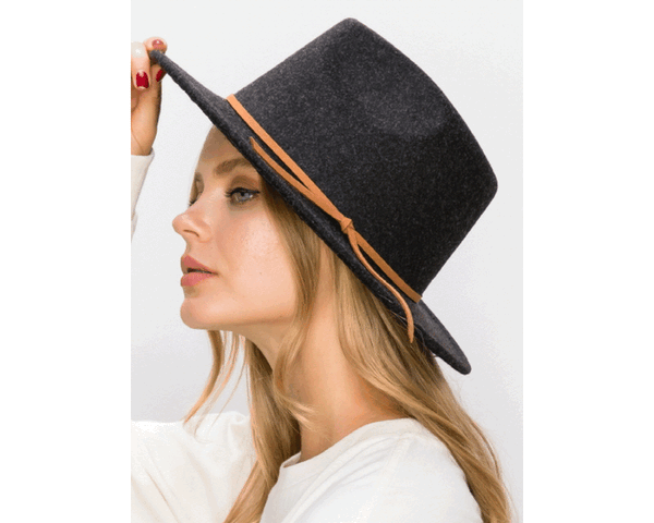 QN3182-VEGAN FELT FEDORA HAT IN MARLED COLORS