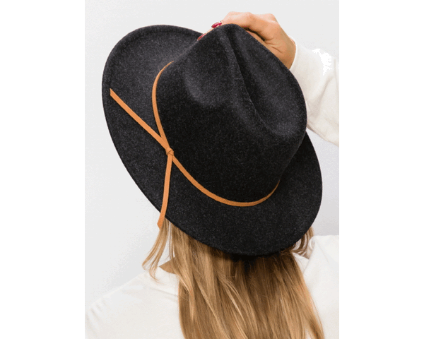 QN3182-VEGAN FELT FEDORA HAT IN MARLED COLORS